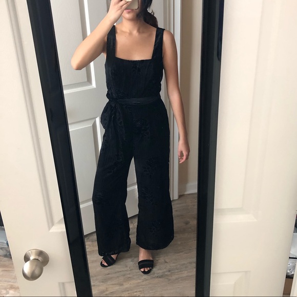 anthropologie velvet jumpsuit